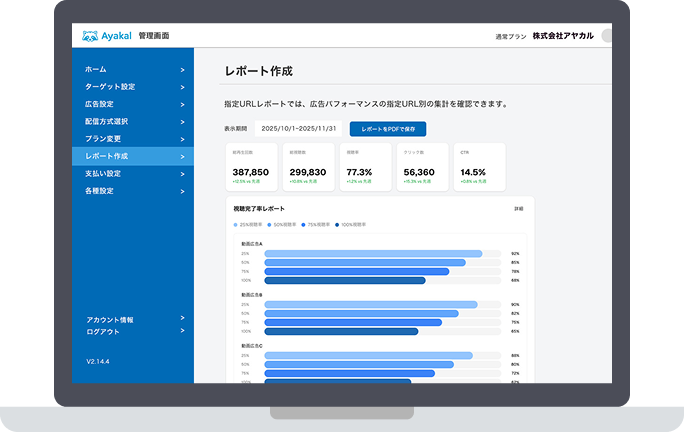 Ayakal管理画面 レポート作成